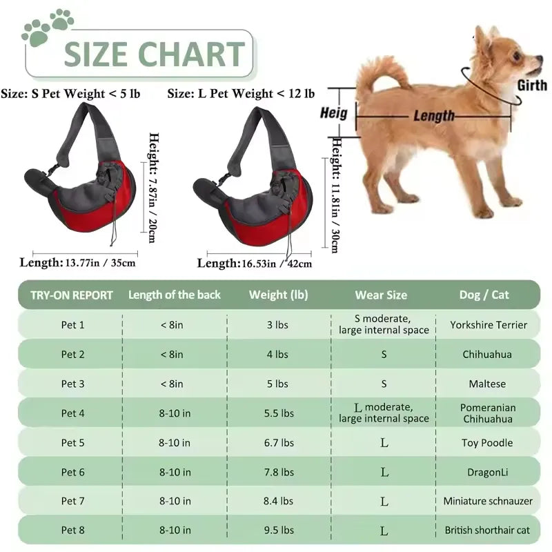 Pet Sling Carrier Crossbody Travel Bag